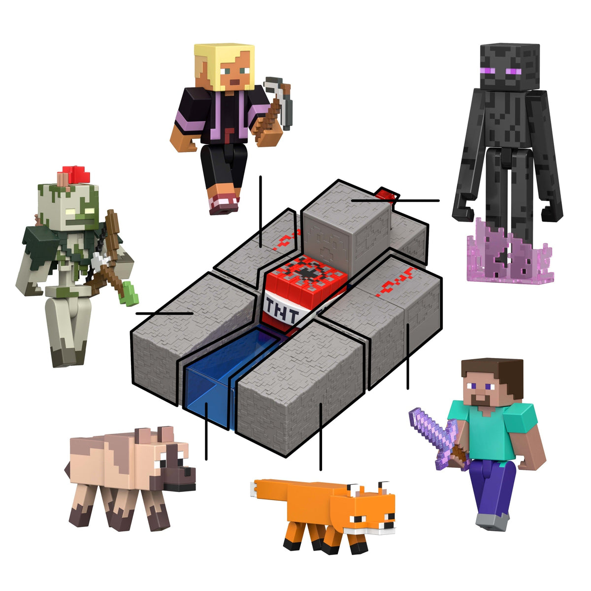 Minecraft Steve Action Figure & Accessory Set, 3.25-Inch Scale Collectible Toy With Building Piece