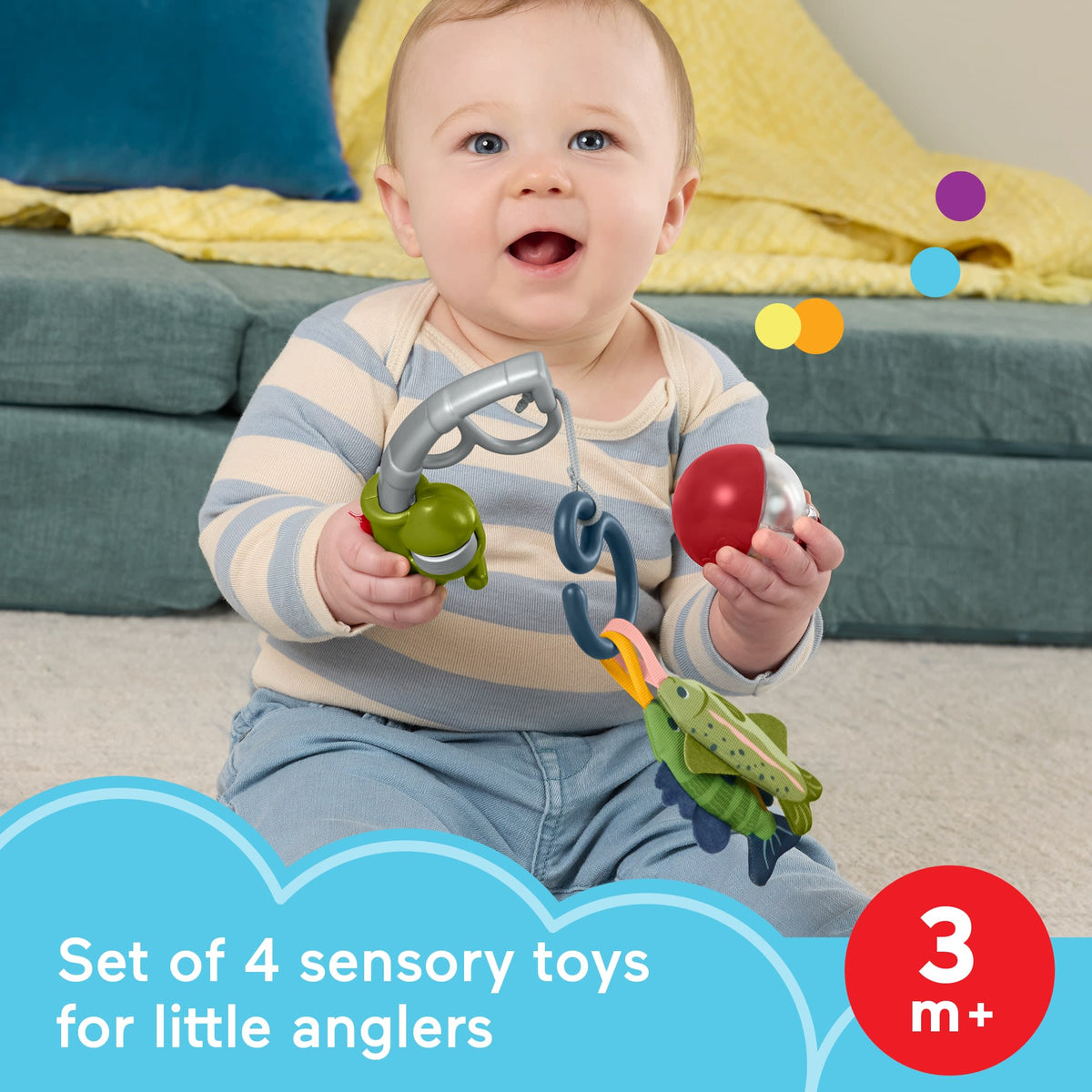 Fisher-Price Mini Me Moments Reel Fun Fishing Gift Set, 4 Baby Toys For Newborn Sensory Play