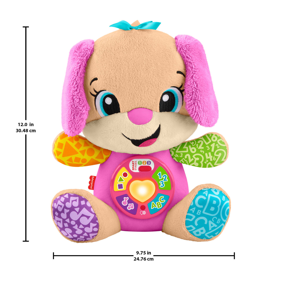 Fisher-Price Laugh & Learn Smart Stages Sis Pink Plush Baby Musical Learning Toy, Multilanguage Version