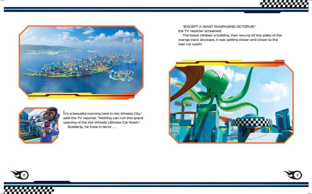 Hot Wheels Let's Race: Attack Of The Giant Octopus Paperback Book With Stickers, Based On The Series
