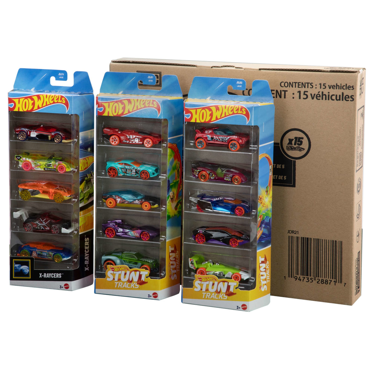 Hot Wheels Assortiment Coffrets 5 Véhicules 15 Voitures