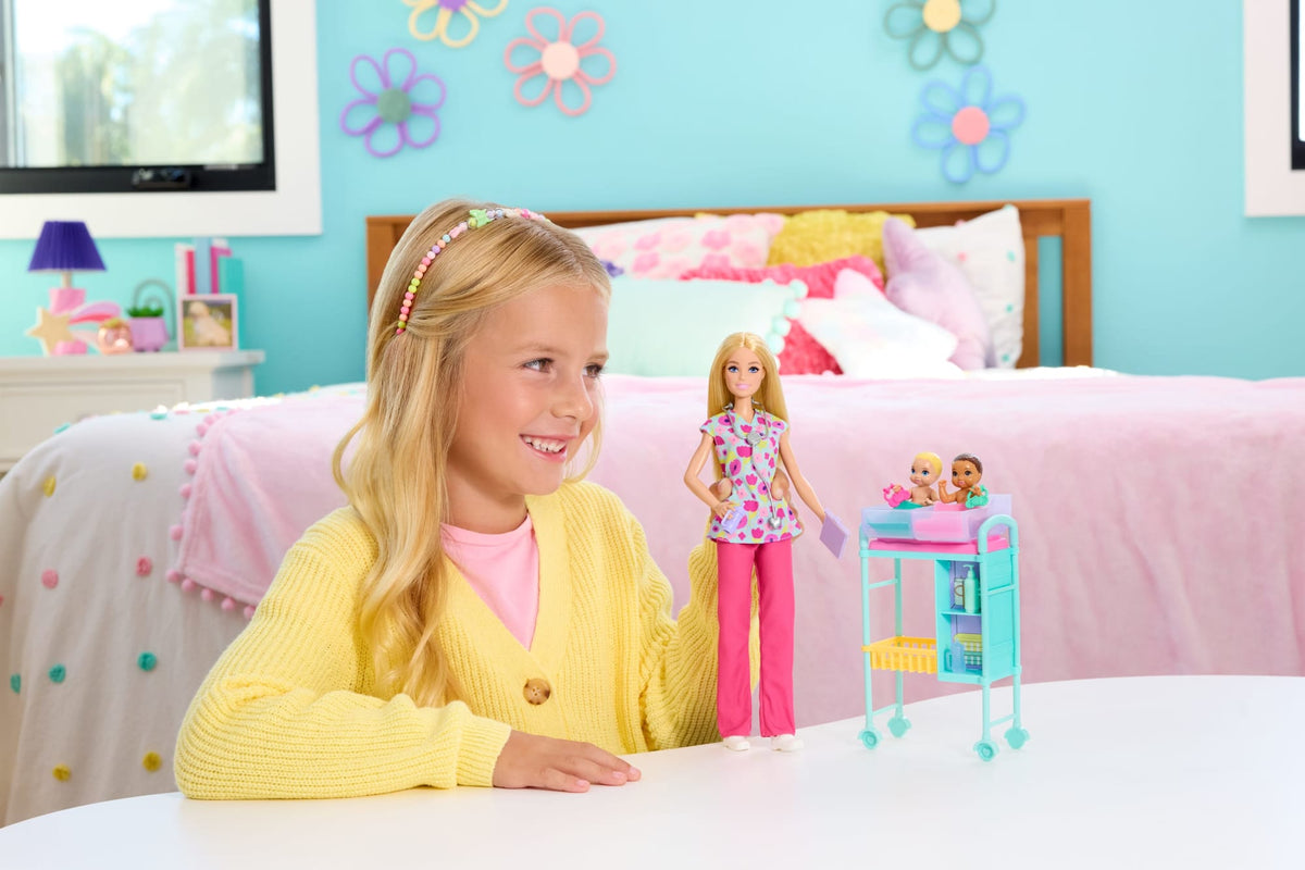 Barbie Careers Baby Doctor Playset With Blonde Fashion Doll, 2 Baby Dolls, Exam Table & Accessories