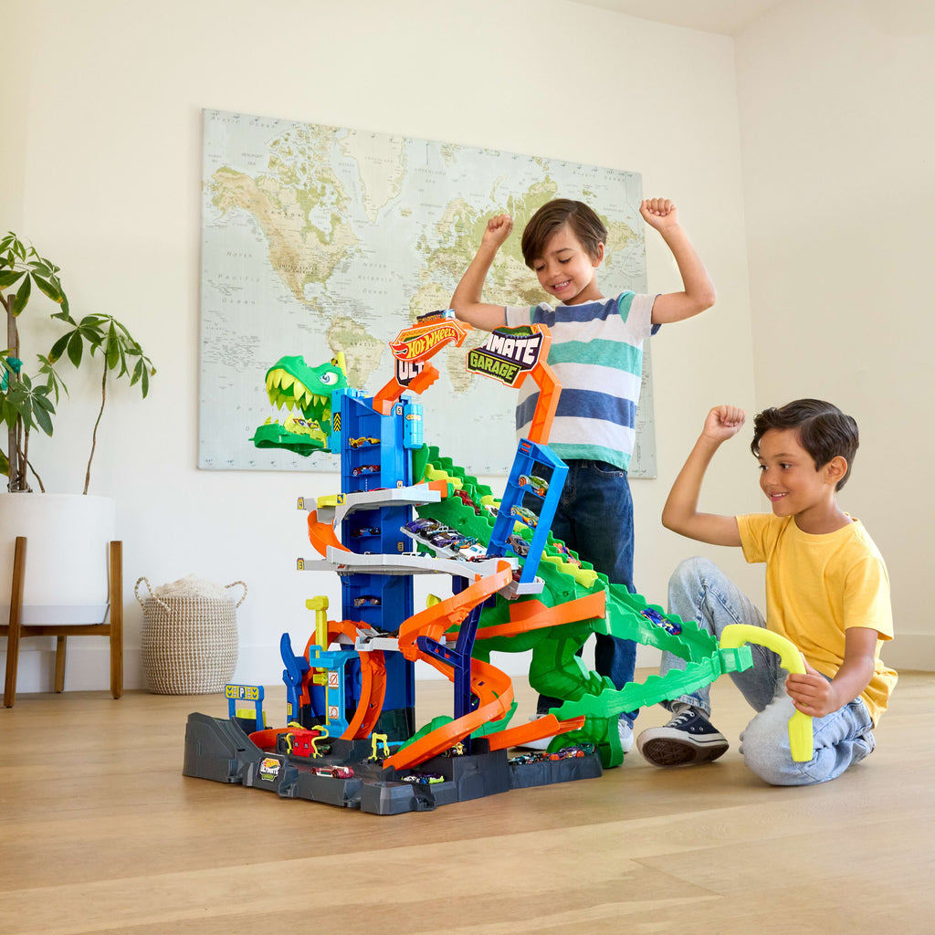 Hot Wheels City-Garage T-Rex Ultime-Garage Avec 2 Véhicules