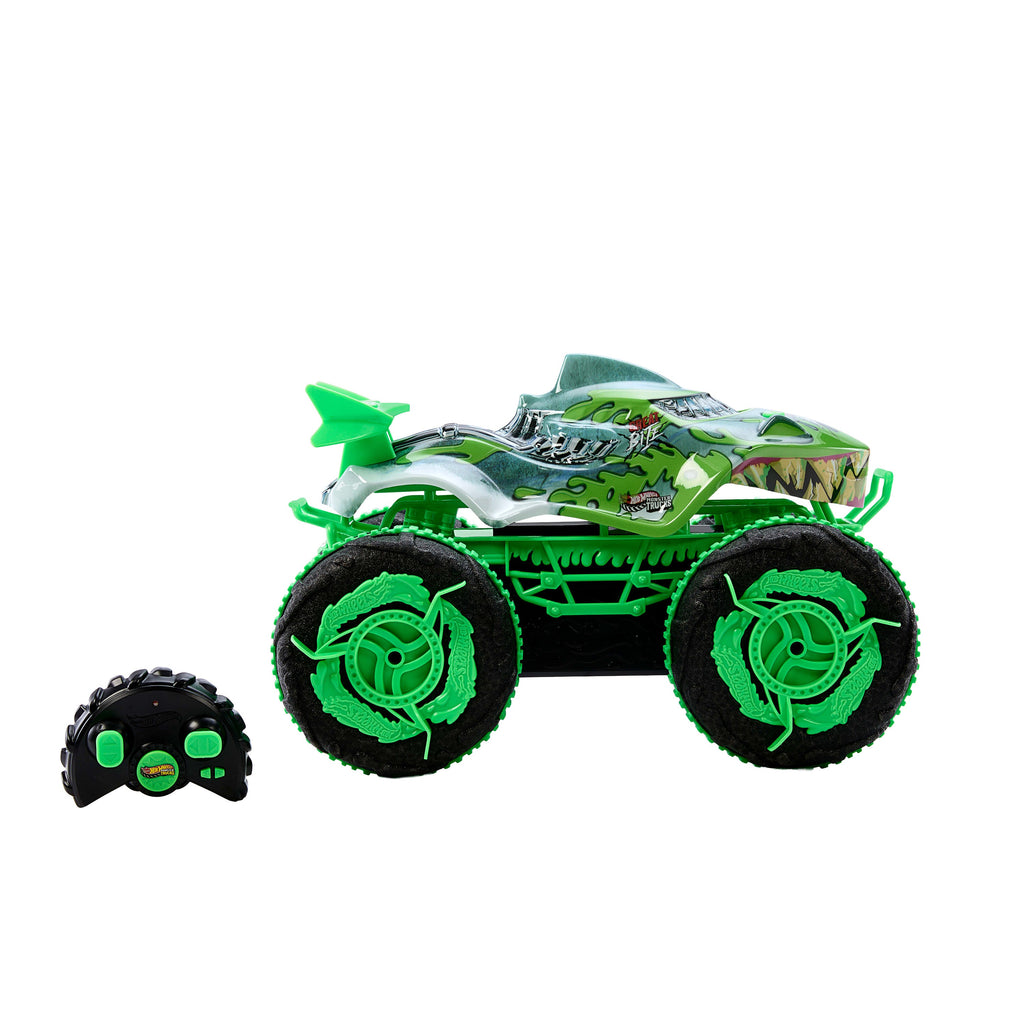 Hot Wheels Monster Trucks All-Terrain Great Bite RC, Remote-Control Toy, Drive On Land & in Water