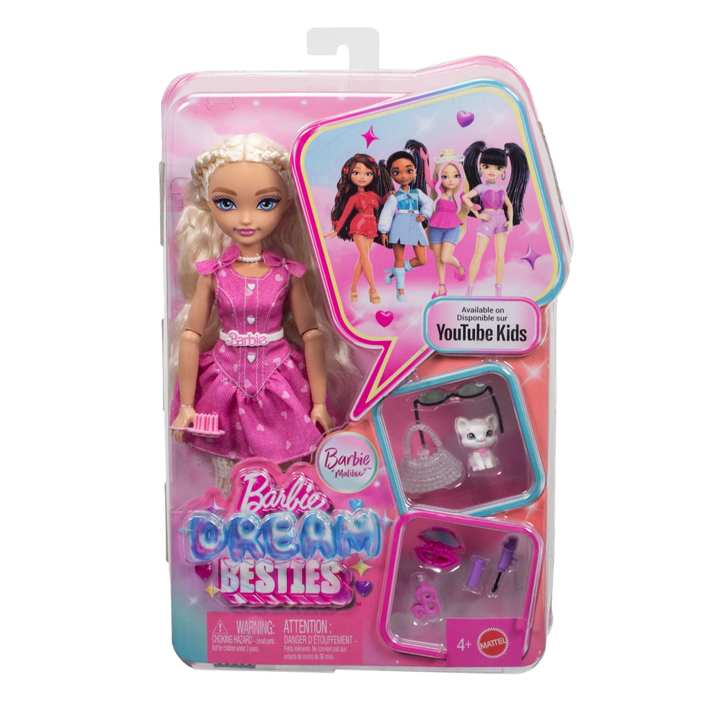 Barbie Dream Besties Barbie Malibu Doll & Accessories, Posable Fashion Doll & Themed Pieces