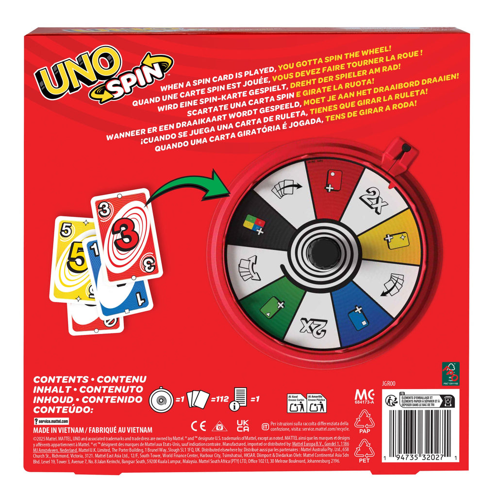 UNO Spin Card Game For Kid, Adult & Family Nights, Classic Play With Spinner