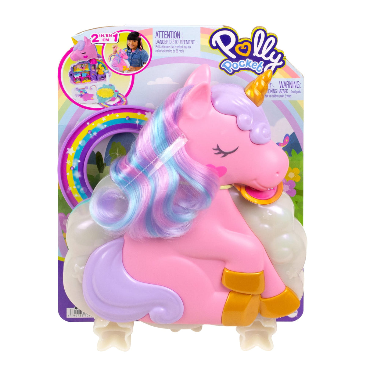 Polly Pocket Mini Toys, Rainbow Unicorn Salon Playset With 2 Dolls And 20+ Accessories