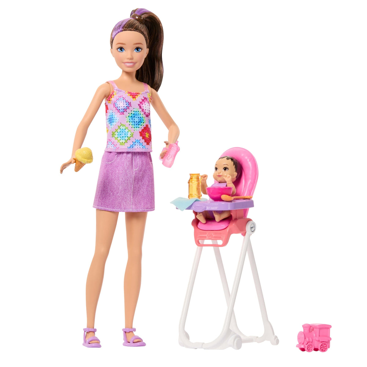 Barbie Skipper Babysitters Inc. Playset With Skipper Doll, Toddler Doll, High Chair & 8 Accessories