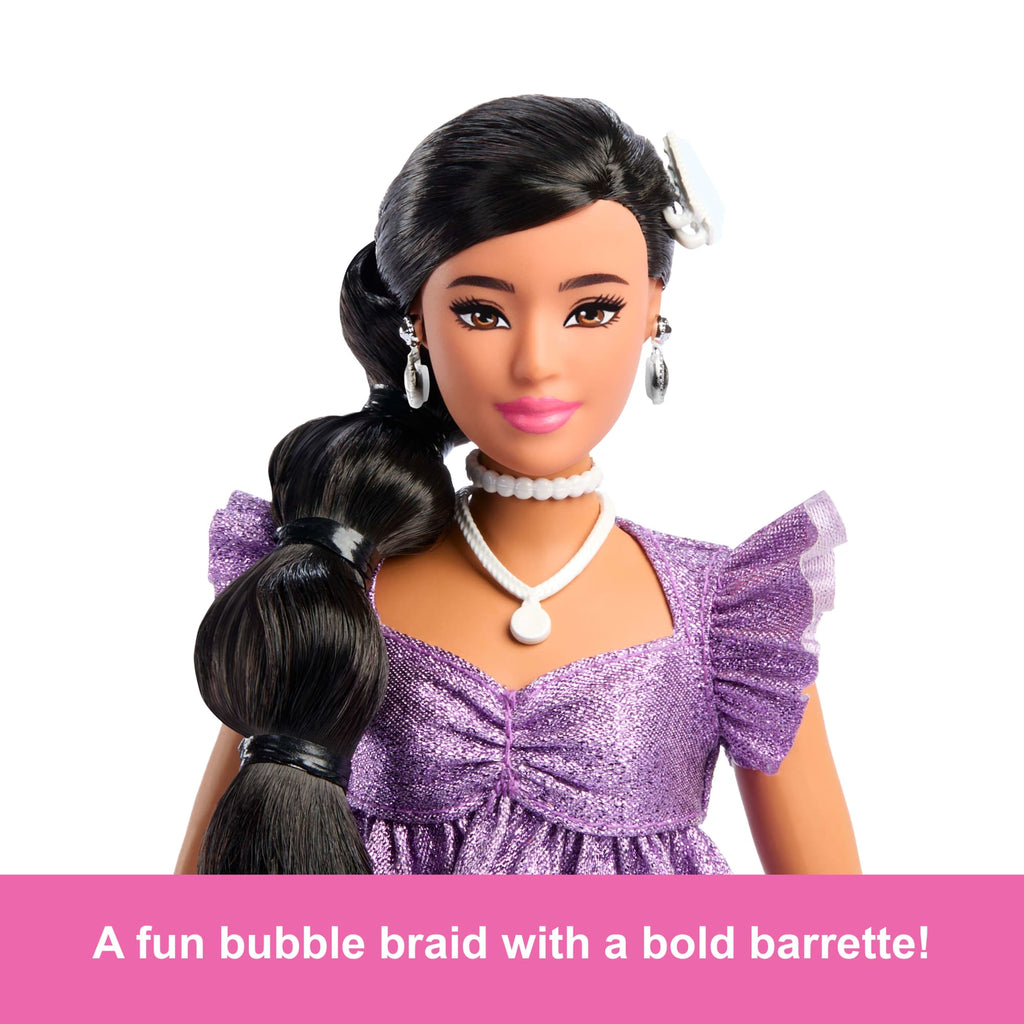 Barbie Deluxe Style Fashion Doll #8 in Metallic Purple Top And Sparkly Shorts With Accessories