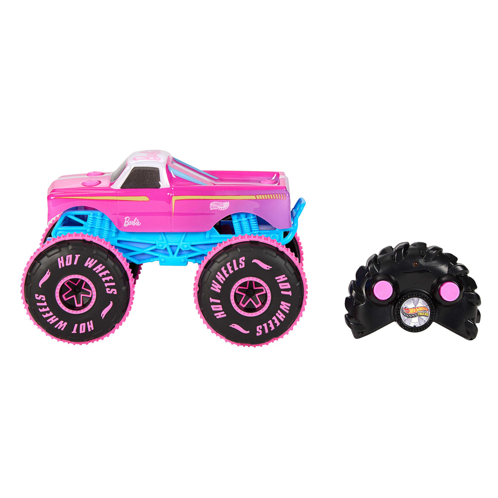 Hot Wheels Monster Trucks 1:24 Scale Barbie RC Toy Vehicle, Battery-Powered Remote-Control Truck