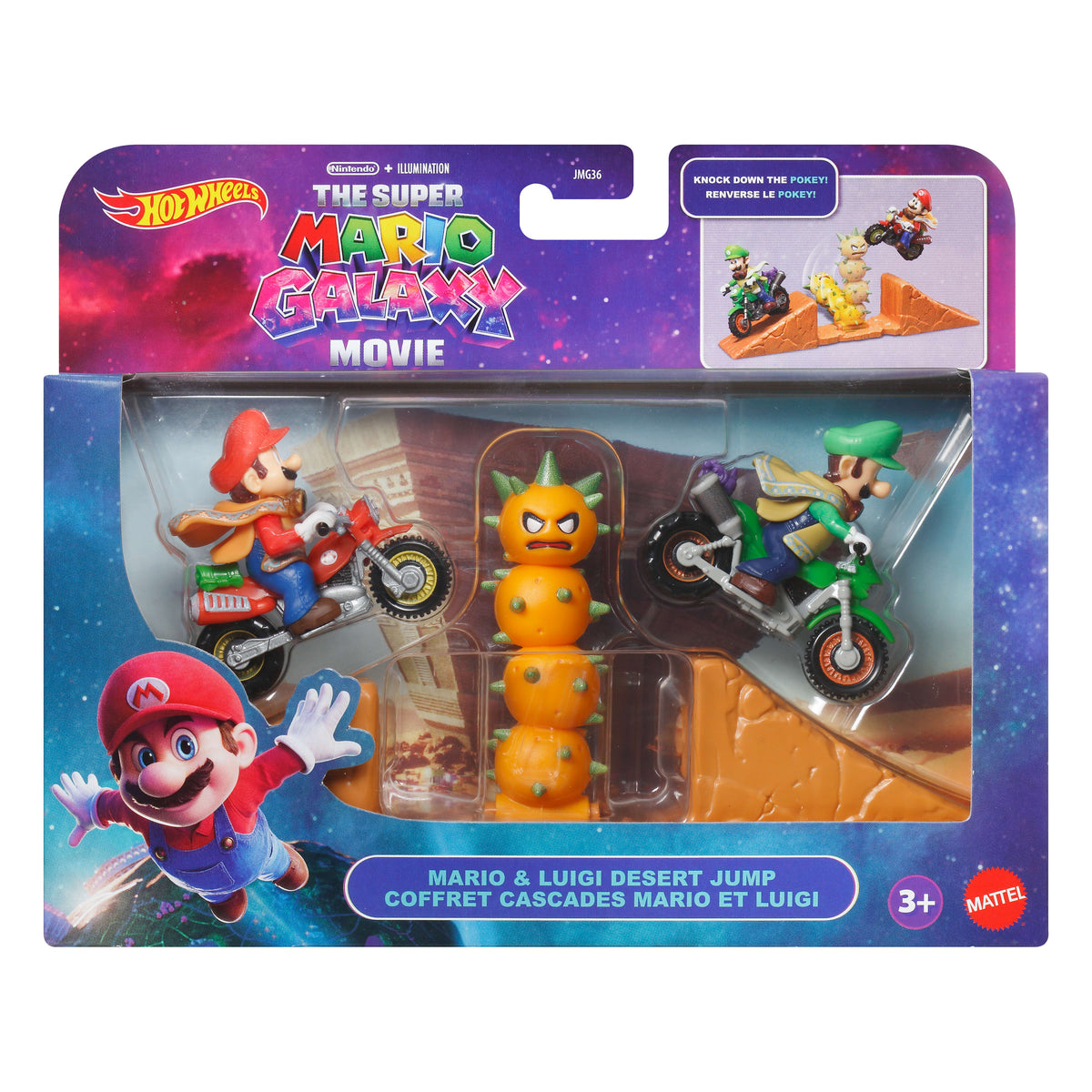 Hot Wheels Mario Kart Mario & Luigi Desert Jump Inspired By The Super Mario Galaxy Movie With 2 Motos