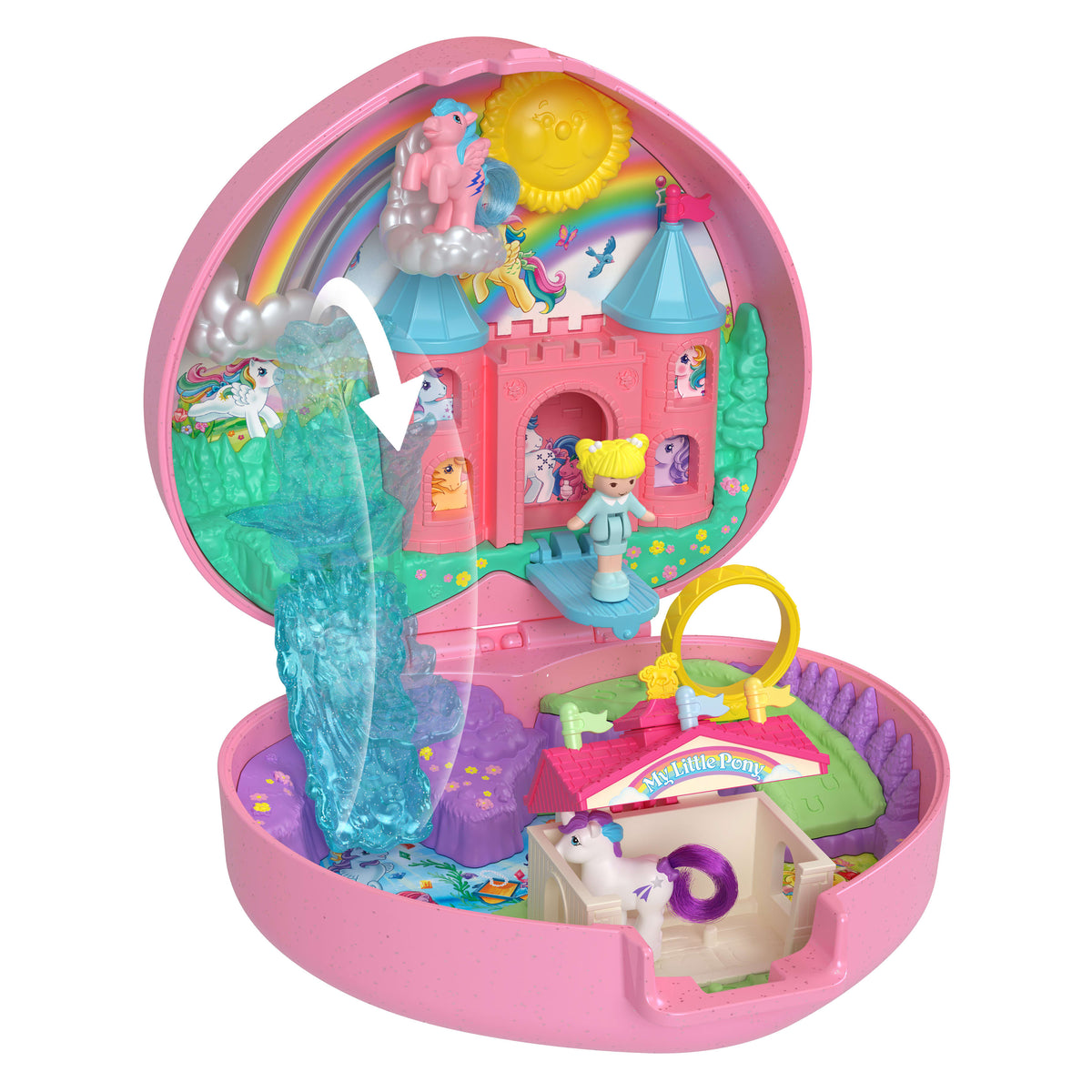 Polly Pocket My Little Pony Compact Playset With Micro Glory & Firefly Dolls, Comb & Brushable Tails