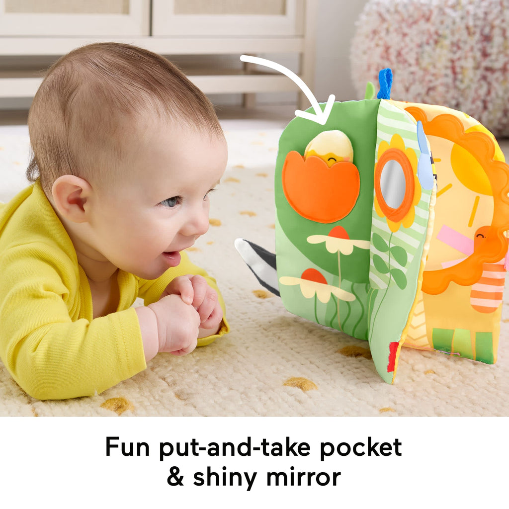 Fisher-Price Sensory Seasons Soft Book, Newborn Tummy Time Busy Activity For Baby Ages 0+ Months