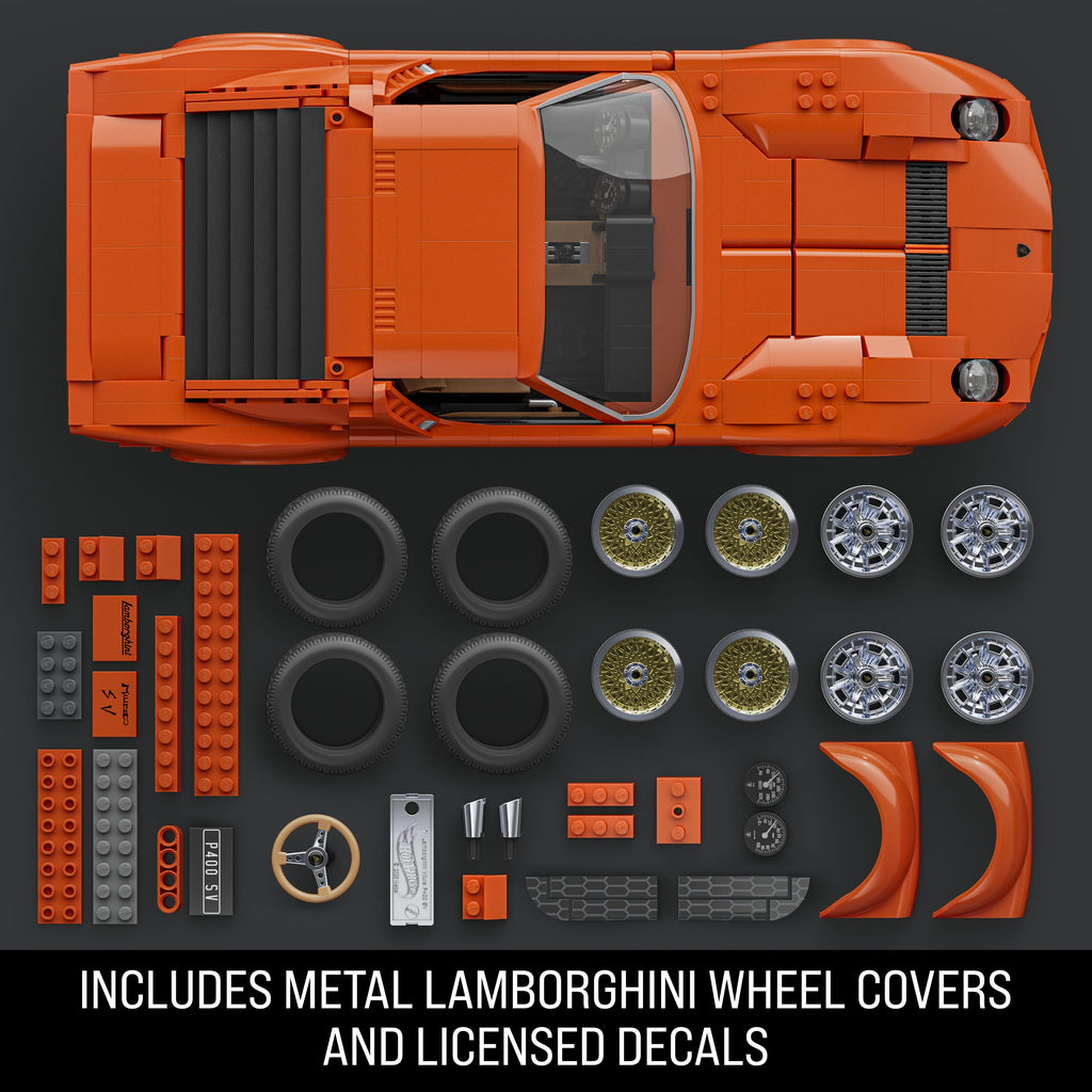 Mattel Brick Shop Hot Wheels ’71 Lamborghini Miura P400 Sv Building Toy Kit (1523 Pieces), For Collectors