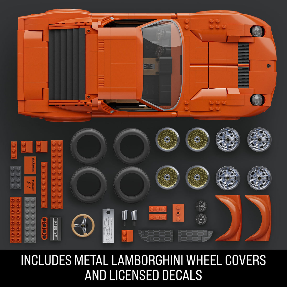 Mattel Brick Shop Hot Wheels ’71 Lamborghini Miura P400 Sv Building Toy Kit (1523 Pieces), For Collectors