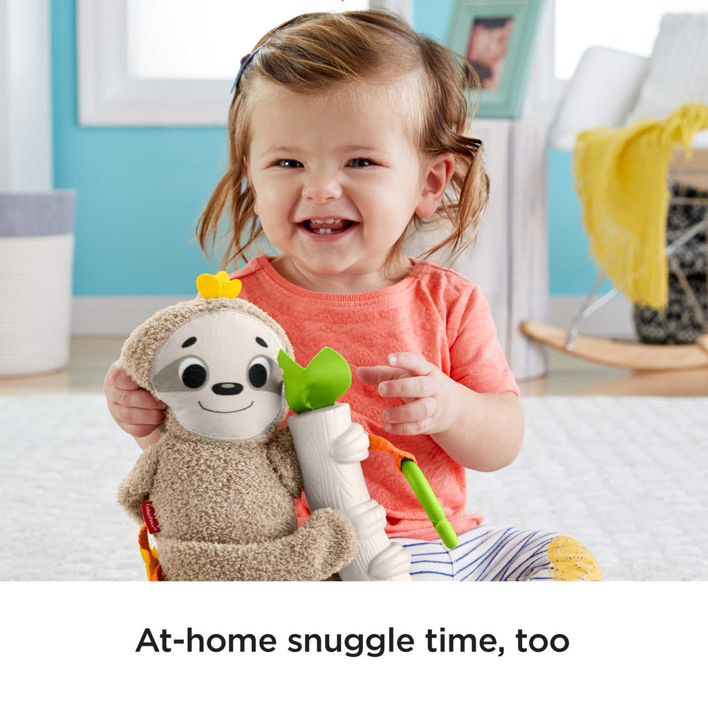 Fisher-Price Slow Much Fun Stroller Sloth Baby Toy With Sensory Details For Newborns