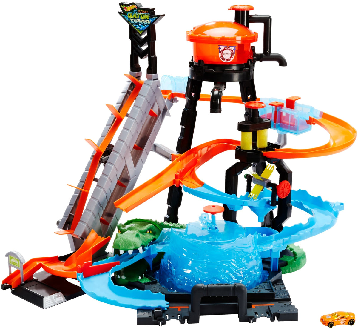 Hot Wheels Ultimate Gator Car Wash Play Set With Color Shifters Car