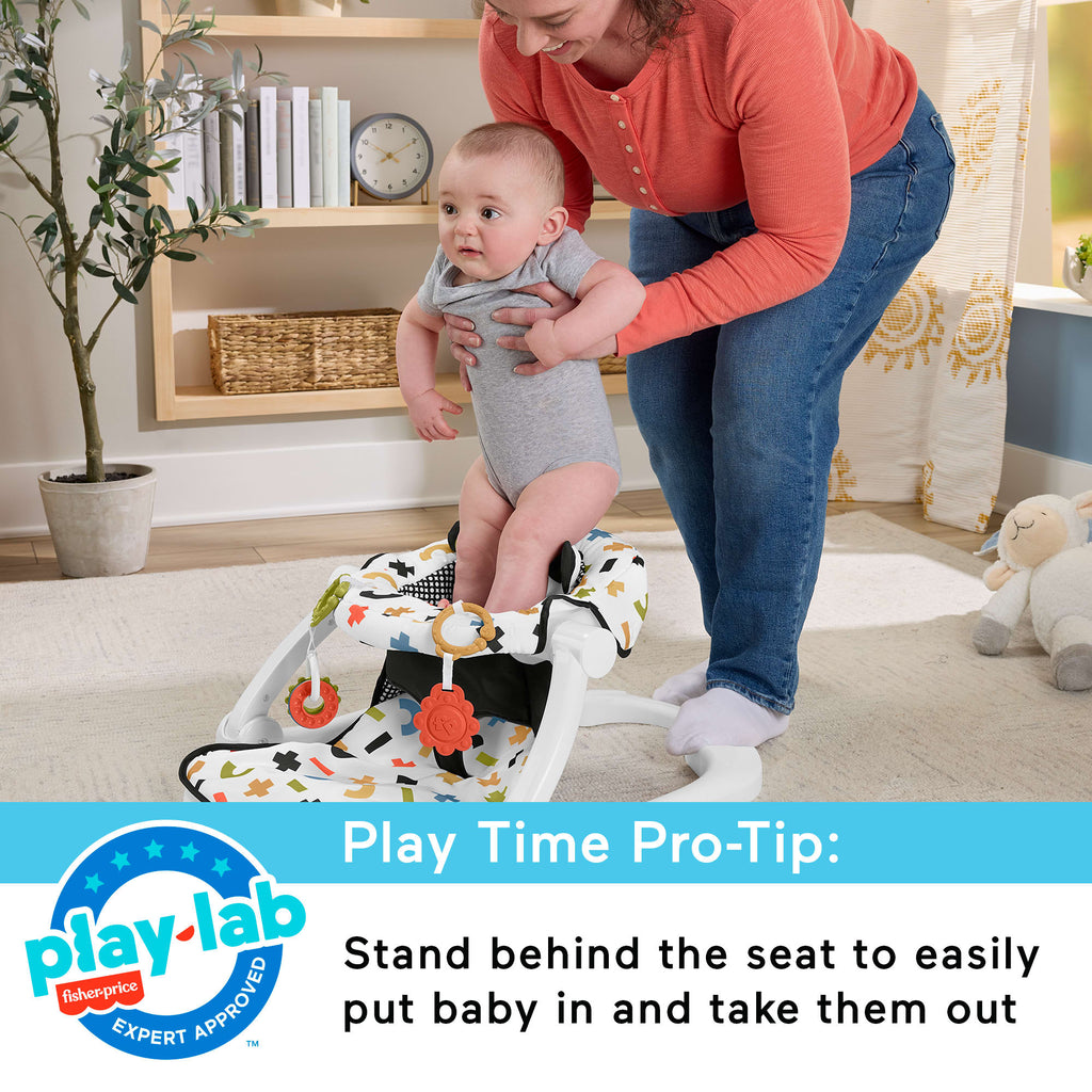 Fisher-Price Sit-Me-Up Floor Seat, Portable Baby Chair & 2 Developmental Newborn Toys, Cute Cow