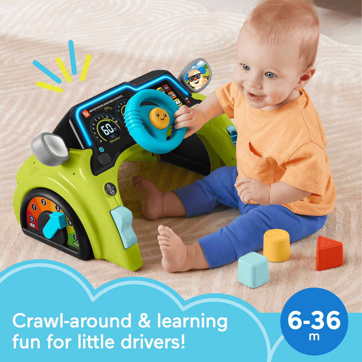 Fisher-Price Laugh & Learn Sit & Steer Driver Activity Center Learning Toy For infants & Toddlers