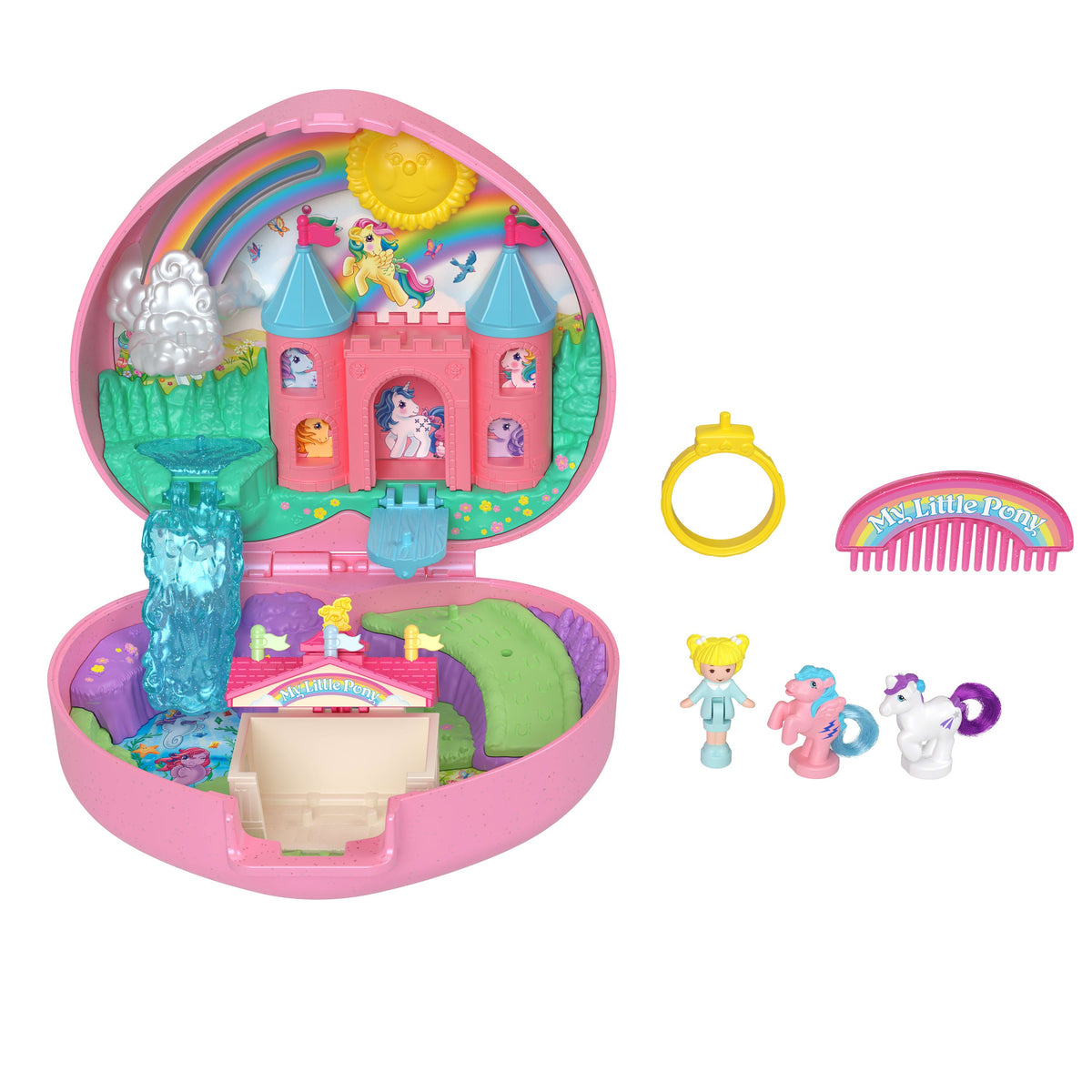 Polly Pocket My Little Pony Compact Playset With Micro Glory & Firefly Dolls, Comb & Brushable Tails