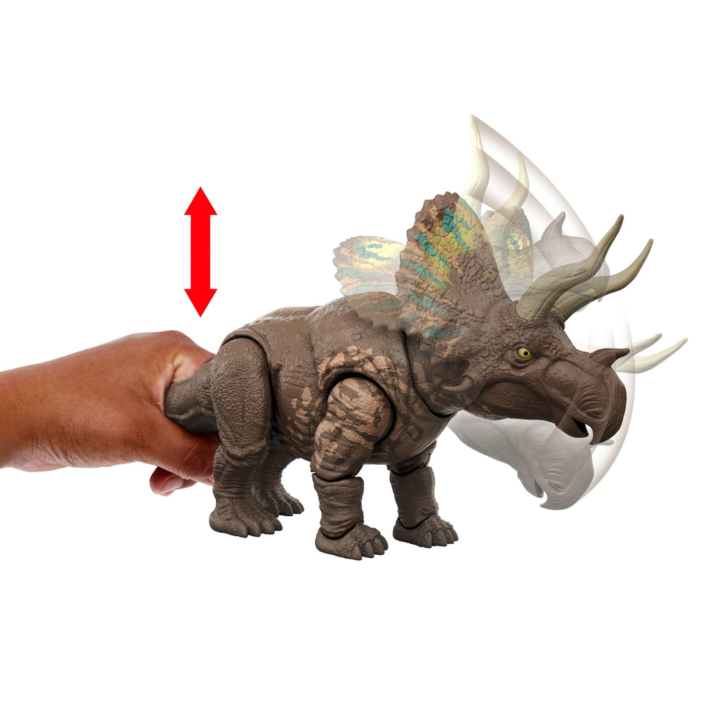 Jurassic World Dinossauro de Brinquedo Rebirth Rastreadore Gigantes Eotriceratops