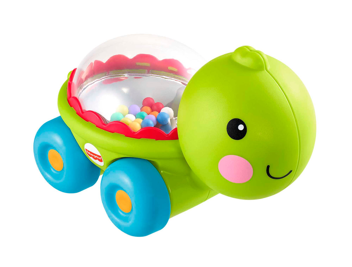 Fisher-Price Poppity Pop Turtle Push-Along Vehicle With Sounds For Infant Crawling Play