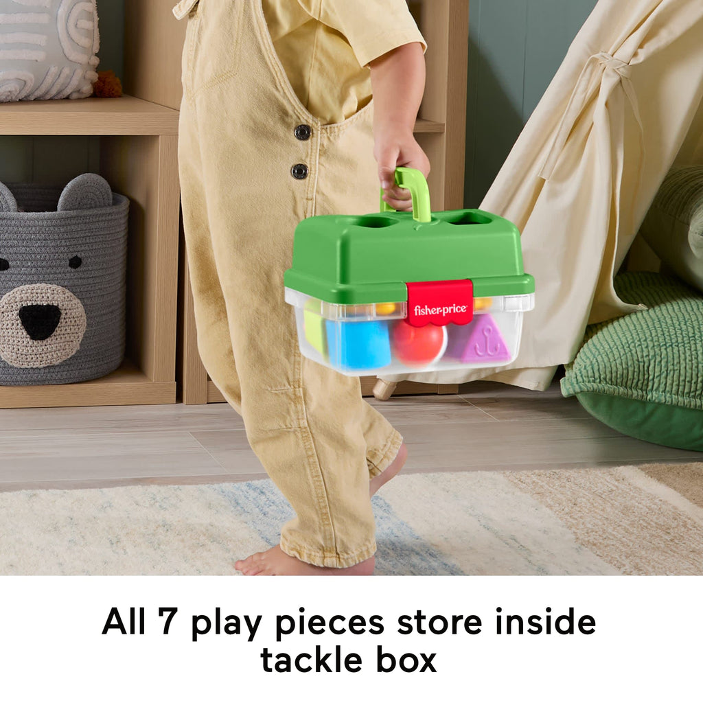 Fisher-Price Friendship Forest Sort & Store Tackle Box Baby Toy With 6 Shape Blocks & Fishing Net