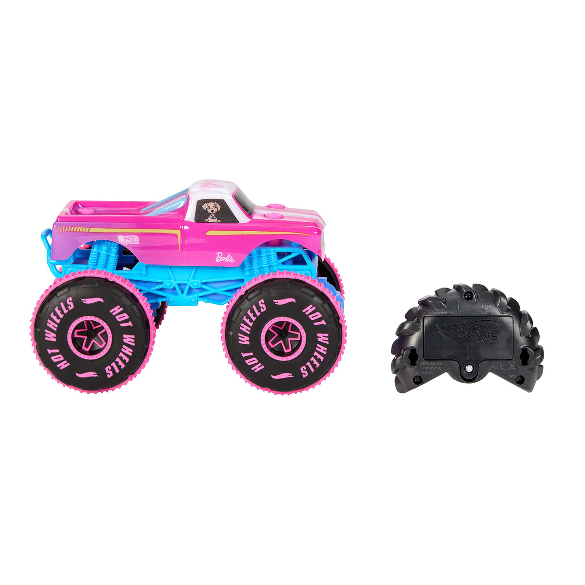 Hot Wheels Monster Trucks 1:24 Scale Barbie RC Toy Vehicle, Battery-Powered Remote-Control Truck