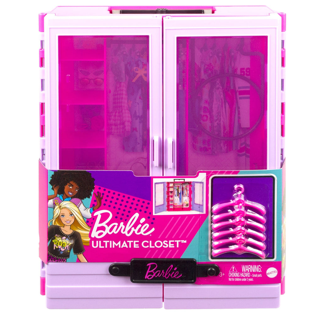 Barbie Closet With 6 Hangars, Accessory Features Translucent Doors, Racks & Shelves