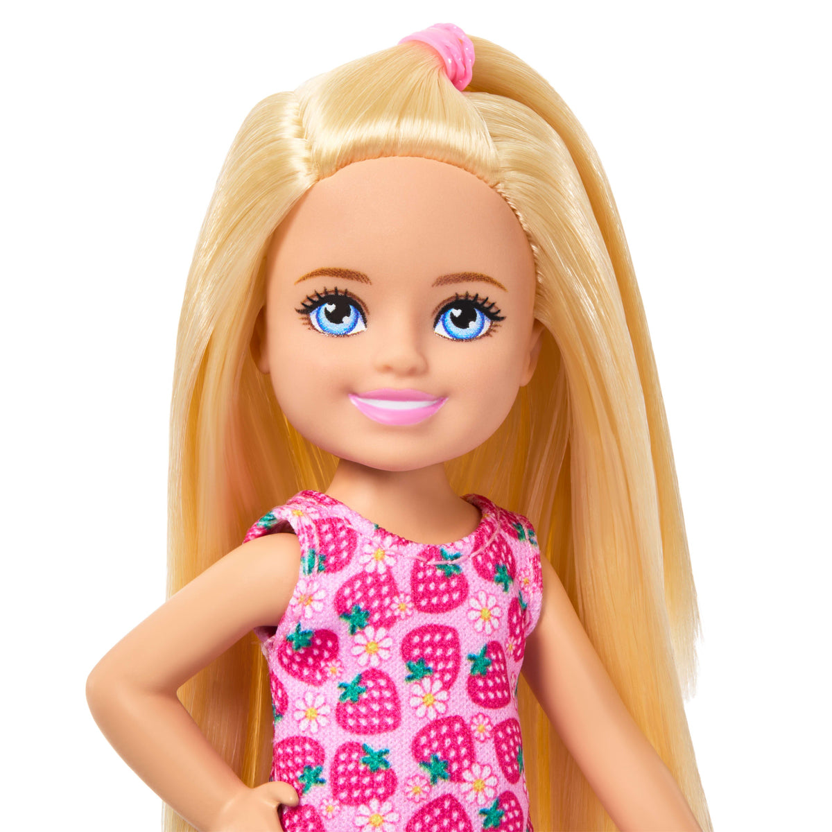 Barbie Club Chelsea Small Doll, 6-inch With Blonde Hair in Strawberry-Print Dress & Shoes