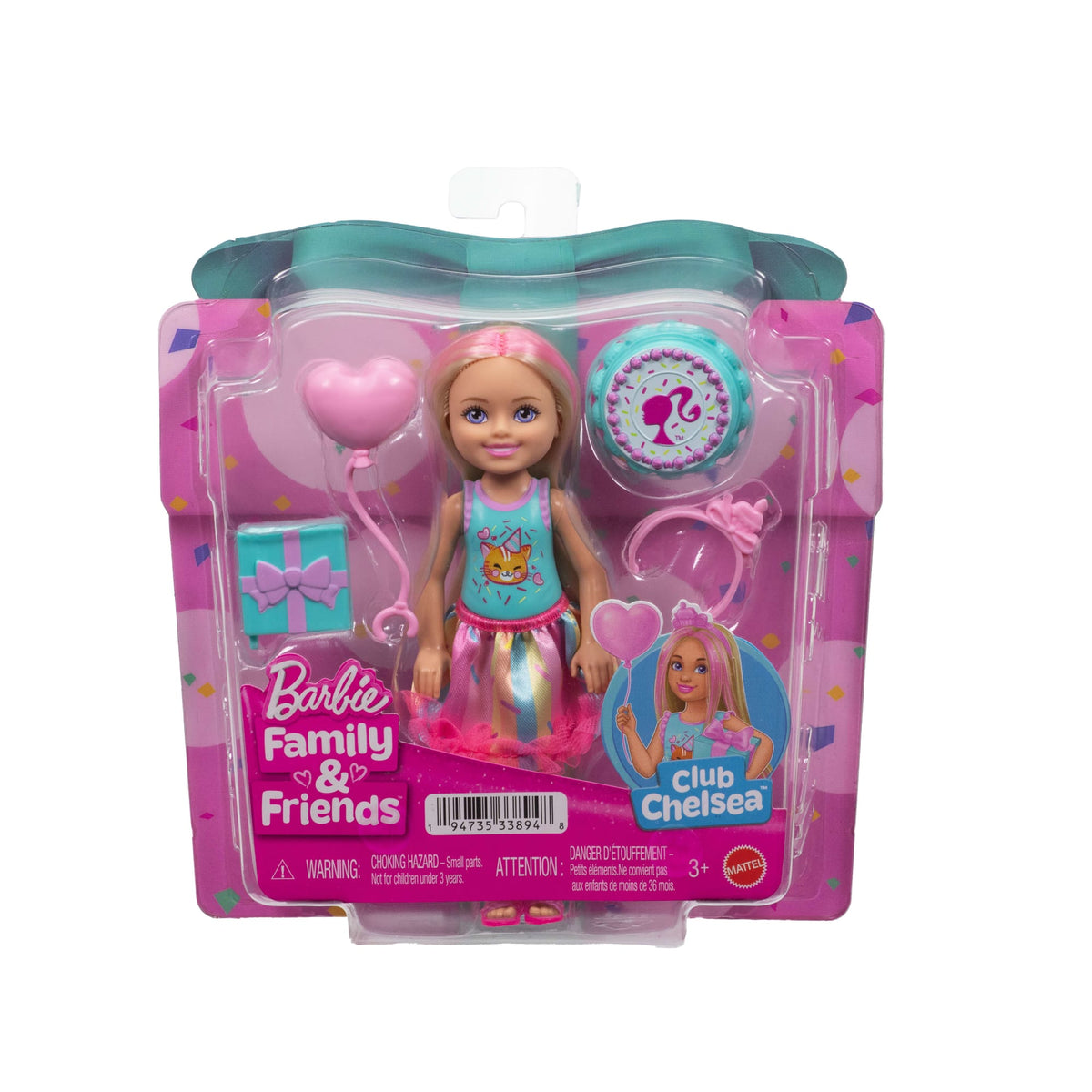 Barbie Family Muñeca Chelsea Cumpleañera Falda Rosa