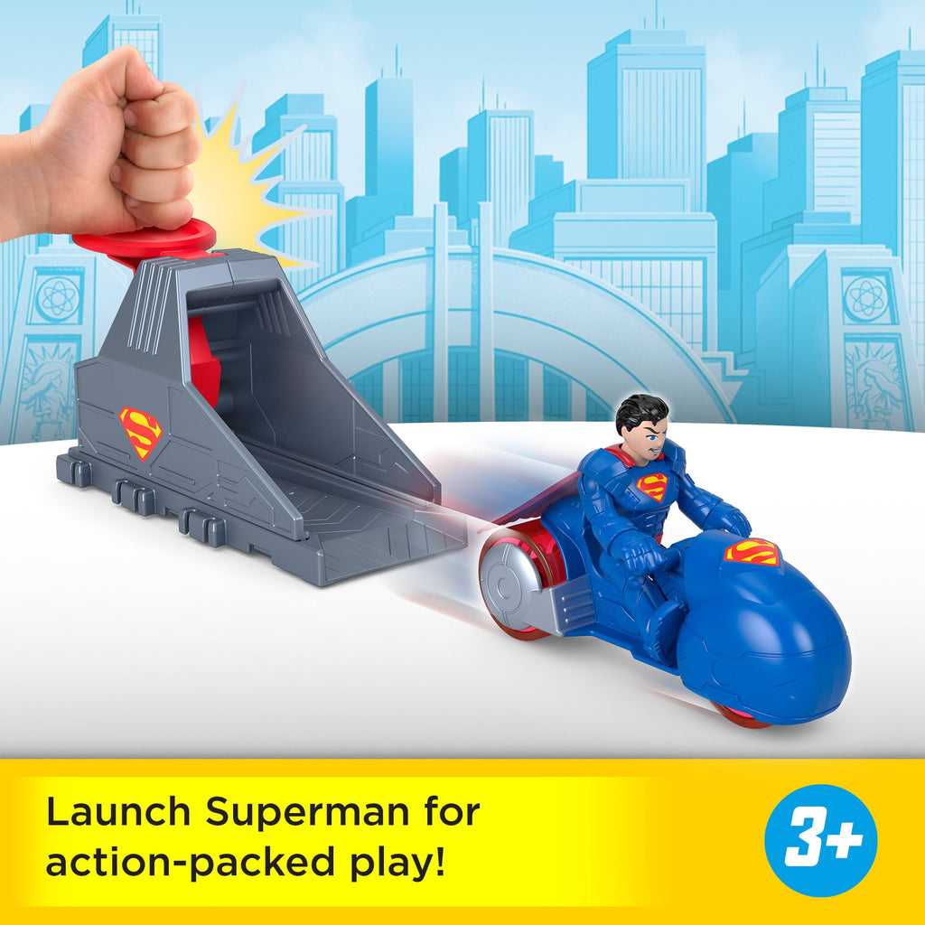 Imaginext DC Super Friends Launcher Set With 3-Inch Superman Action Figure, Toy Vehicle & Housing Unit