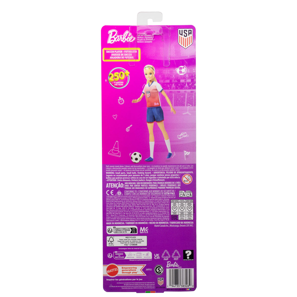 Barbie Careers Ussf Soccer Fashion Doll Dressed in Removable Sport-Themed Outfit