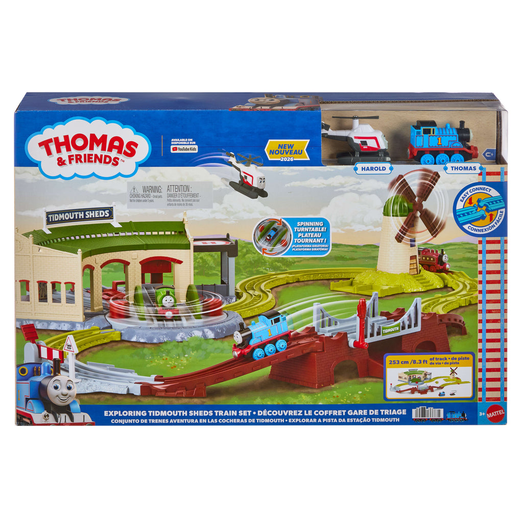 Thomas & Friends Exploring Tidmouth Sheds Train Set By Fisher-Price, With Engine & Helicopter