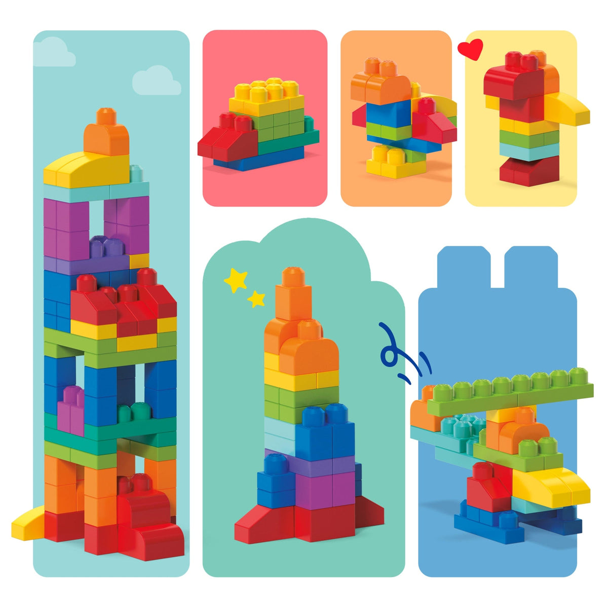 MEGA BLOKS First Builders Big Building Bag Toy Blocks With Storage Bag (80 Pieces) For Toddler