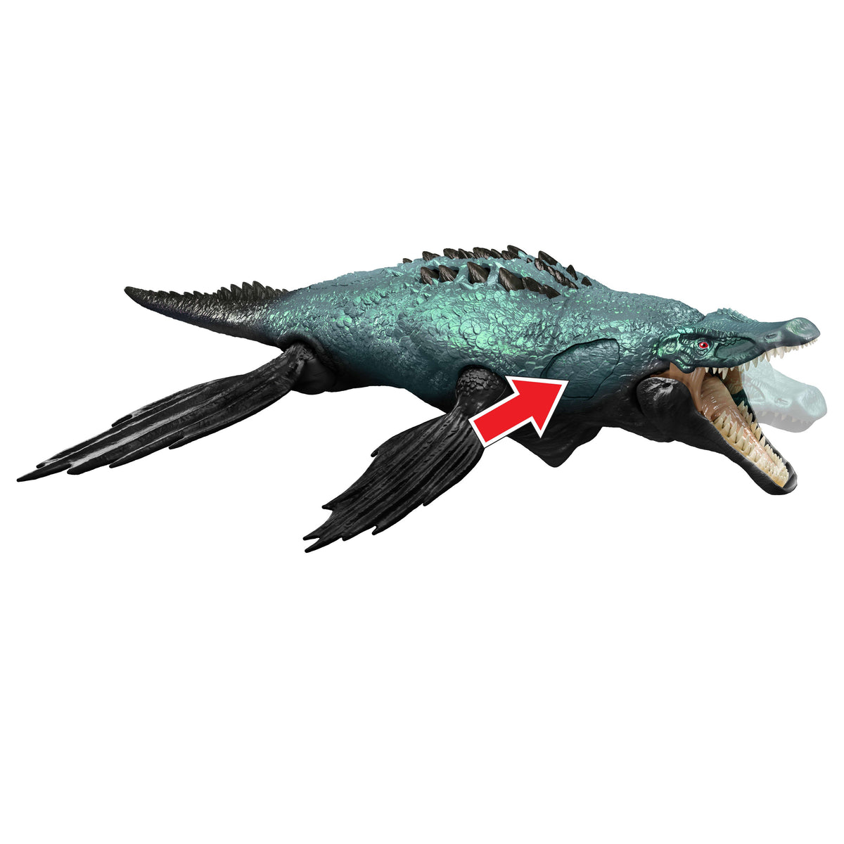 Jurassic World Gigantic Thrashers Liopleurodon Dinosaur Action Figure Toy, 2 Attacks & Evolve Feature