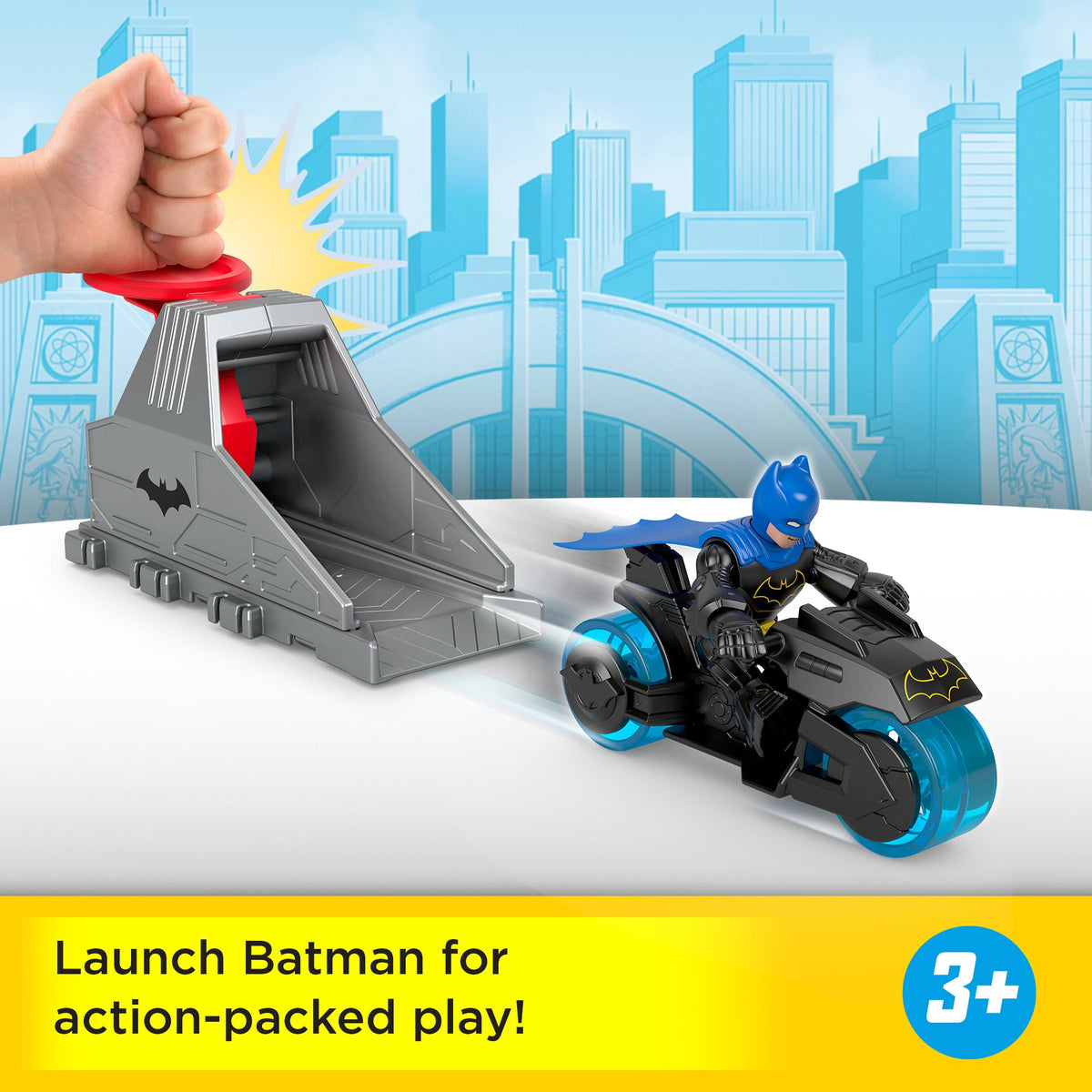 Imaginext DC Super Friends Launcher Set With 3-inch Batman Action Figure, Toy Vehicle & Housing Unit