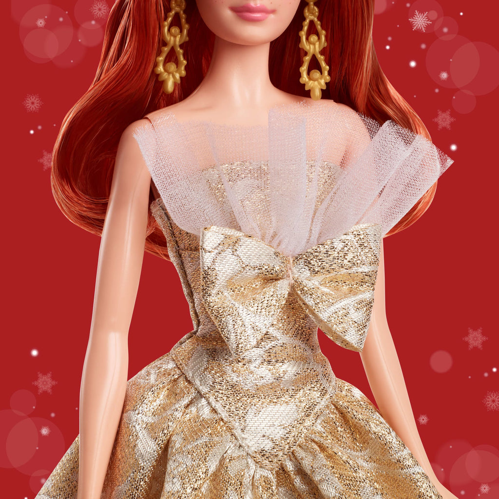 Barbie Signature 2025 Holiday Barbie Fashion Doll, Seasonal Collector, Red Hair With Silver & Gold Gown