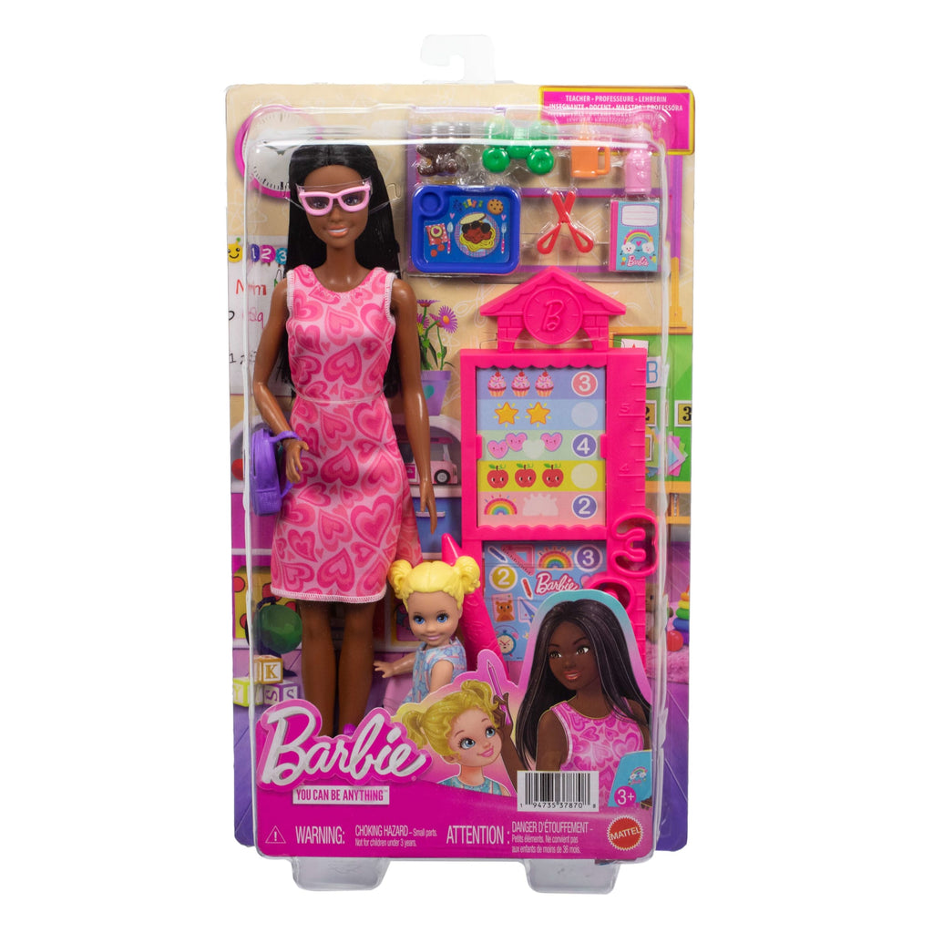 Barbie Careers Teacher Playset With Fashon Doll, Toddler Doll, Classroom Board & Accessories