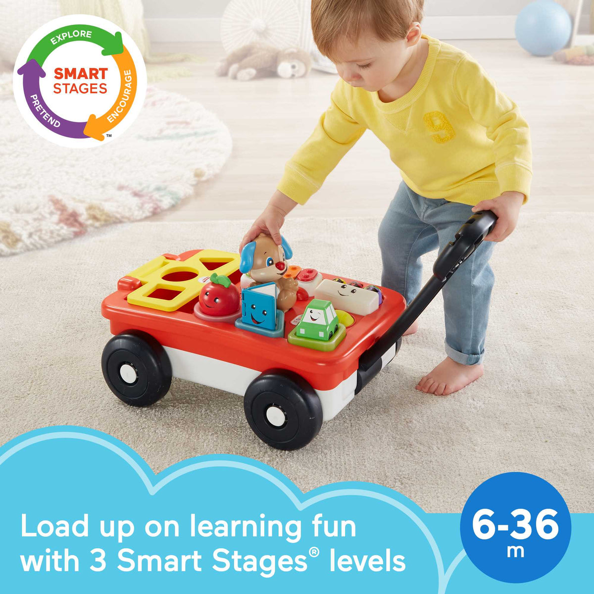 Fisher-Price Laugh & Learn Pull & Play Learning Wagon Baby & Toddler Toy With 4 Accessories