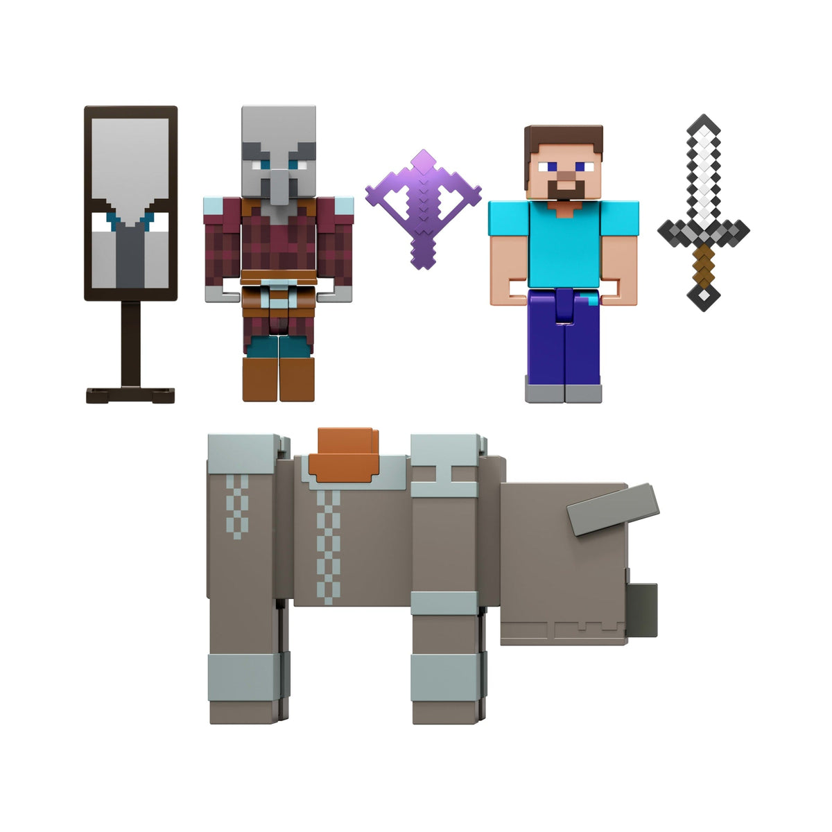 Minecraft Village Raid Pack With 3 Action Figures & 3 Accessories, 3.25-Inch Scale Collectible Set