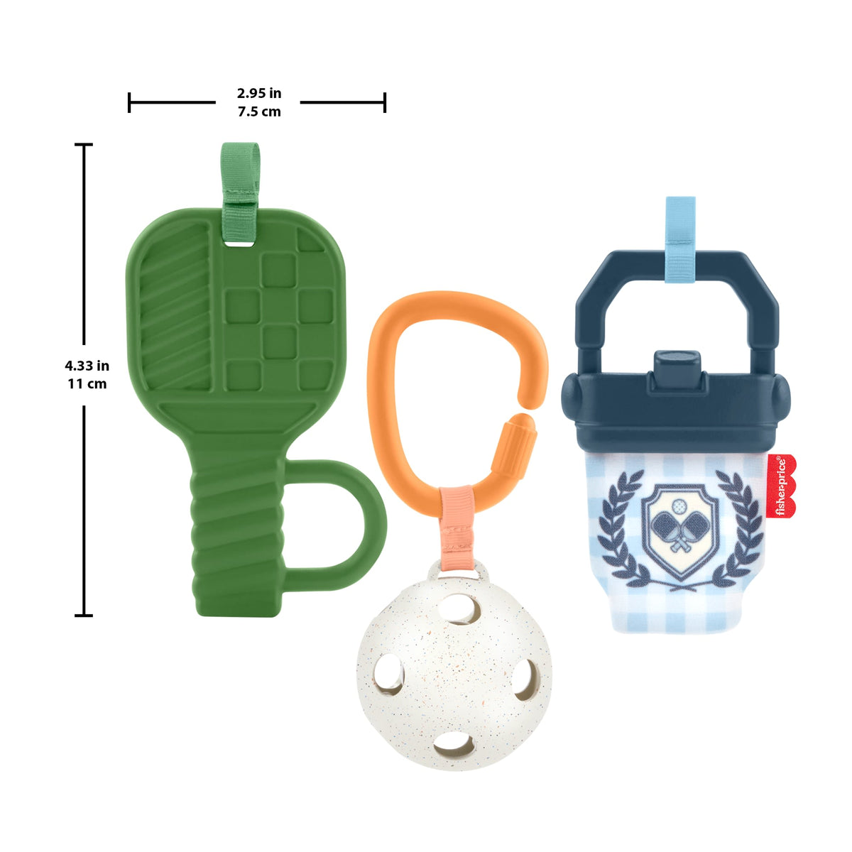 Fisher-Price Mini Me Moments Let's Play Pickleball Set, 3 Sports-Themed Baby Toys For Sensory Play