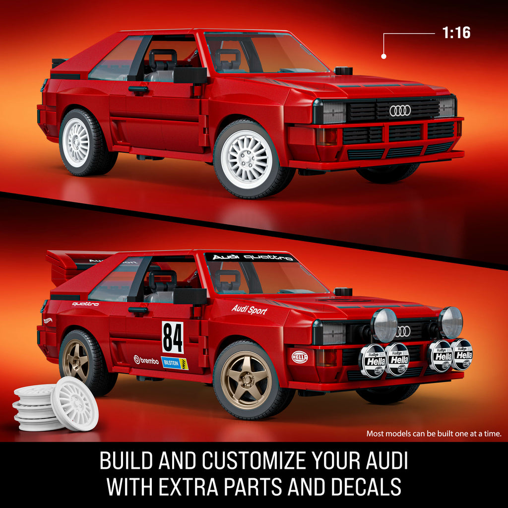 Mattel Brick Shop Hot Wheels ’84 Audi Sport Quattro Building Toy Kit (864 Pieces), For Collectors