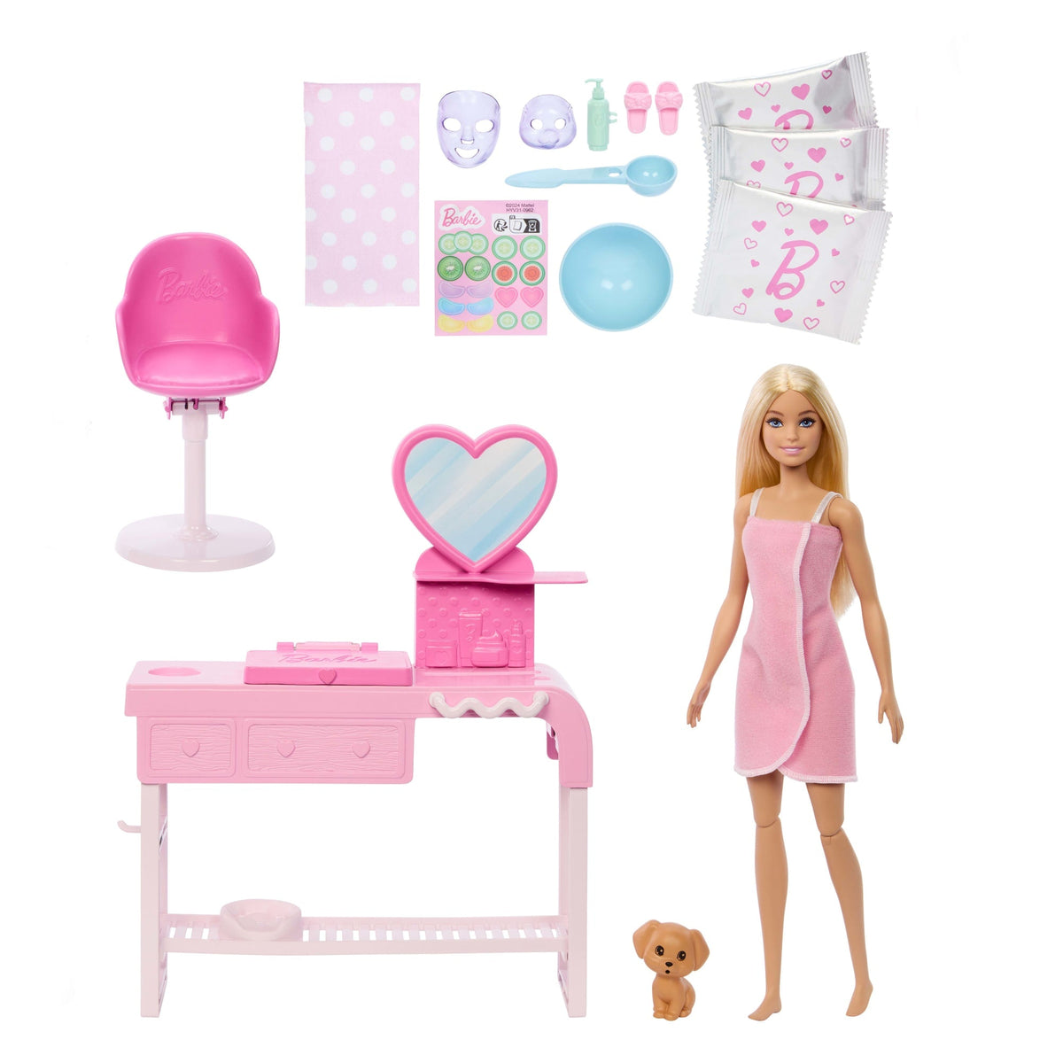 Barbie Face Mask Toy Playset & Doll With 10+ Spa Accessories Including 3 Powder Packs To Make Dough Masks