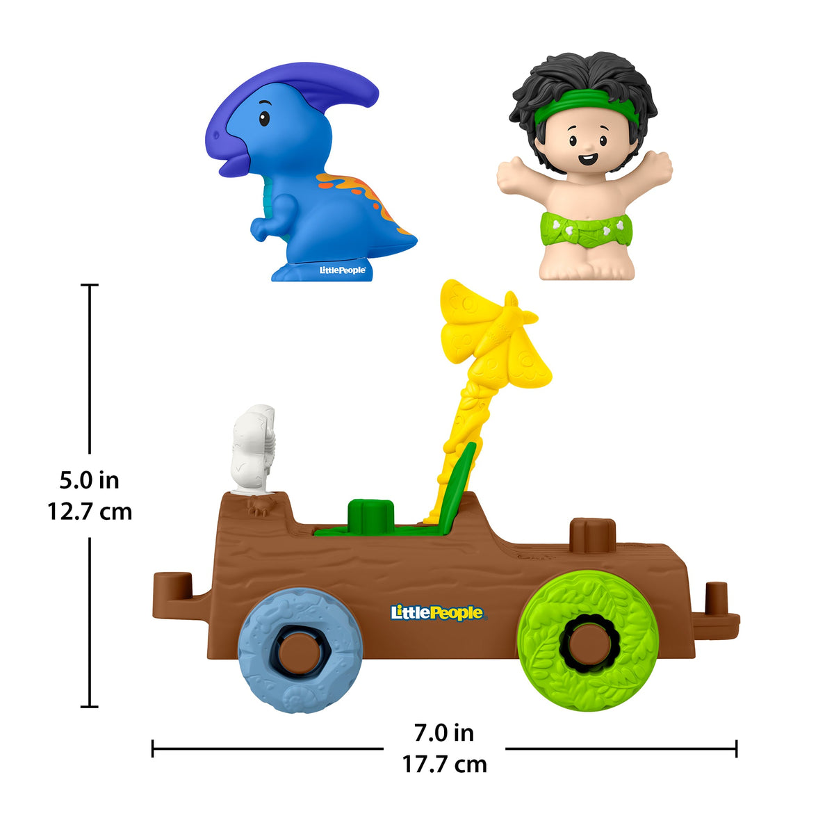 Fisher-Price Little People Dinosaur Parade Log Car & Figure Set Toddler Toy, 3 Pieces