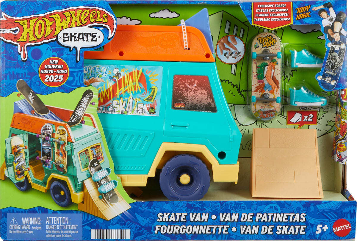 Hot Wheels Skate Tony Hawk Skate Van Playset With Exclusive Fingerboard & Removable Skate Shoes