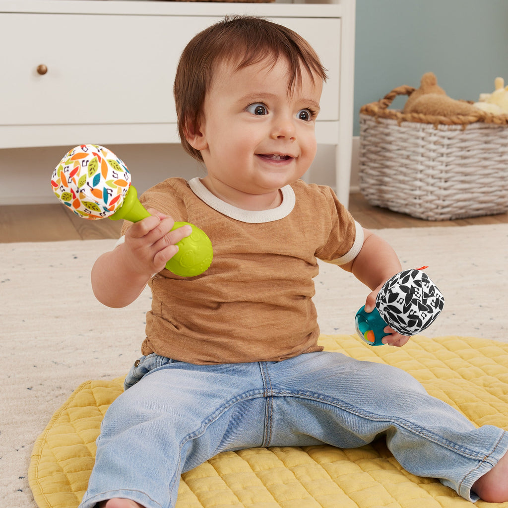 Fisher-Price Baby Sonajas para Bebés Maracas Azul y Verde Diversión y Música