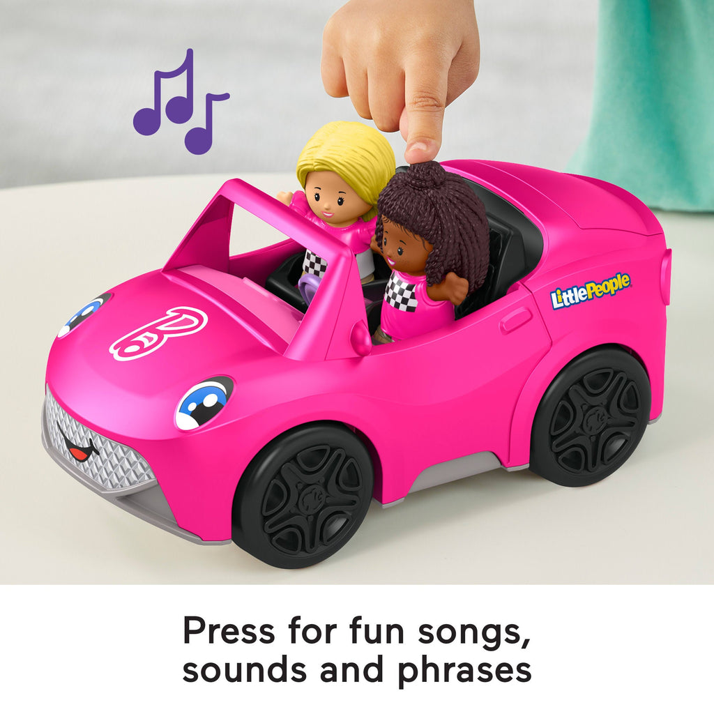 Fisher-Price Little People Barbie Convertible Toy Car With Music Sounds & 2 Figures For Toddlers