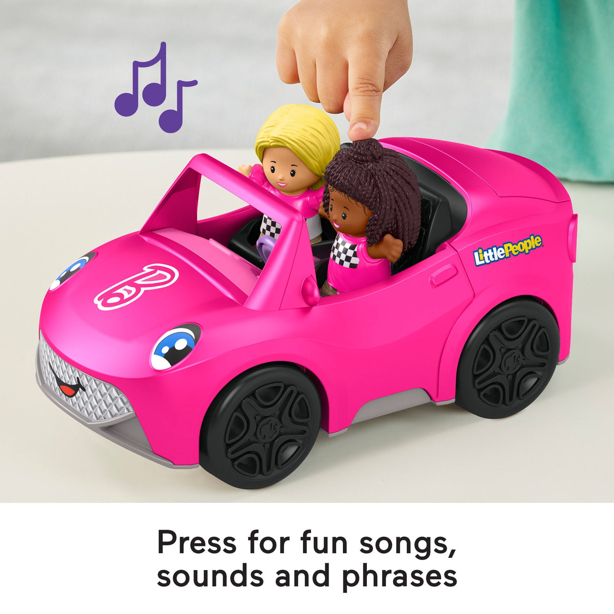 Fisher-Price Little People Barbie Convertible Toy Car With Music Sounds & 2 Figures For Toddlers
