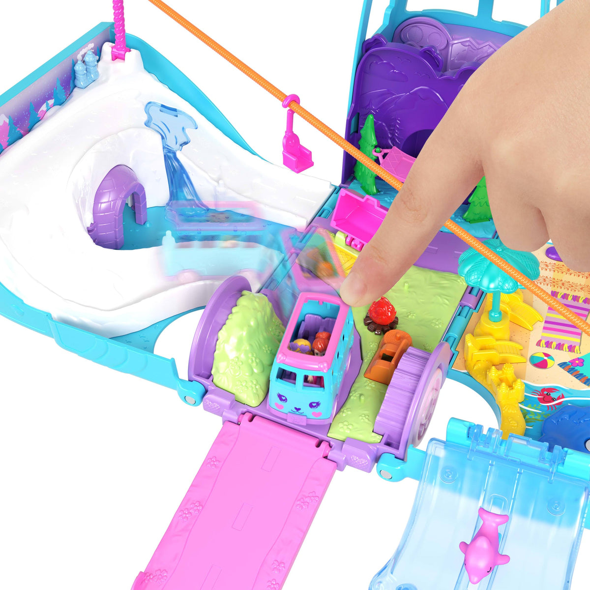 Polly Pocket Set de Juego Aventura Sobre Ruedas con Mascotas